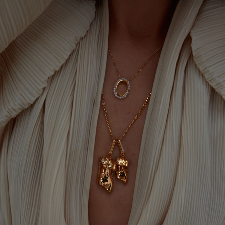Hermina Athens Women's Luna Pearls Pendant - Gold