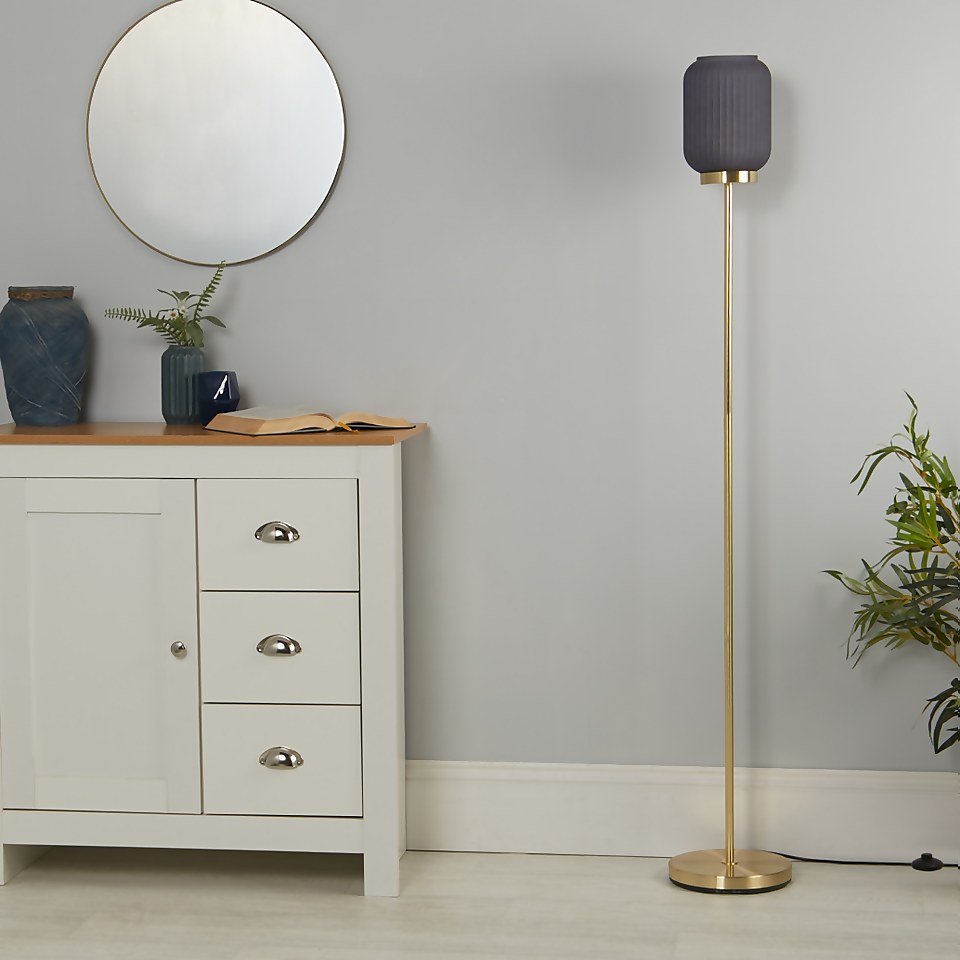 Pearl Frosted Floor Lamp - Navy