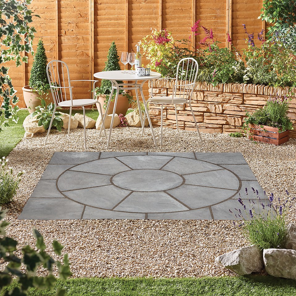 Stylish Stone Chantry Circle Paving Kit 1.5m Graphite Homebase