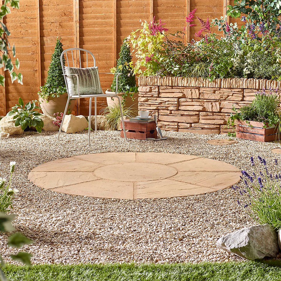 Stylish Stone Chantry Circle Paving Kit 1.5m Gold Homebase