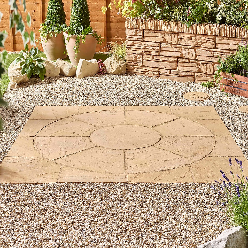 Stylish Stone Chantry Circle Paving Kit 1.5m Gold Homebase