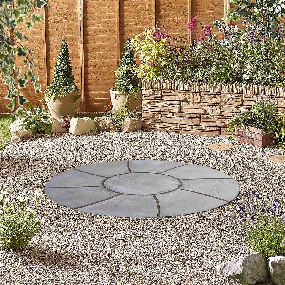Stylish Stone Chantry Twist Circle Paving Kit 1.5m Graphite Homebase