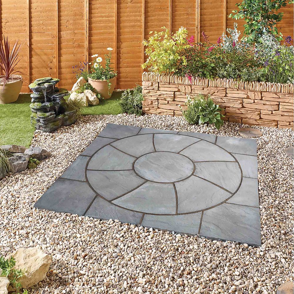 Stylish Stone Chantry Twist Circle Paving Kit 1.5m Graphite Homebase