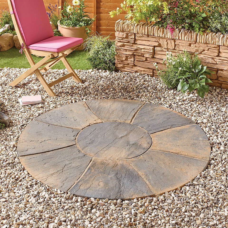 Stylish Stone Chantry Twist Circle Paving Kit 1.5m Antique Homebase