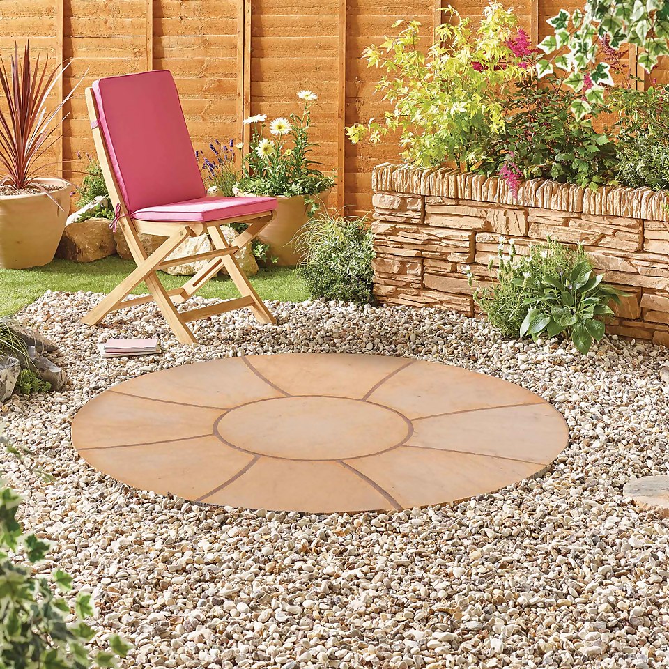 Stylish Stone Chantry Twist Circle Paving Kit 1.5m Gold Homebase