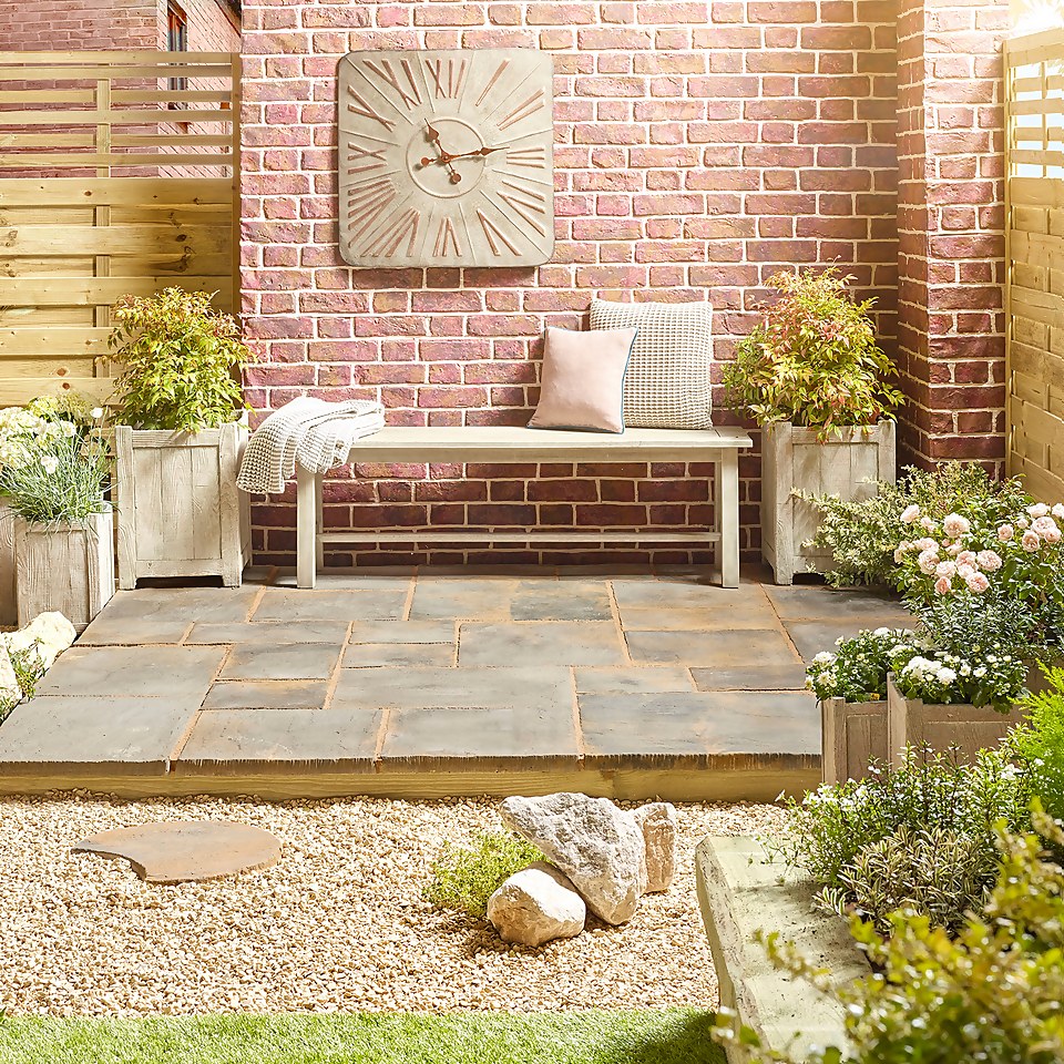 Stylish Stone Chantry Patio Paving Kit 5.76 sqm Antique Homebase