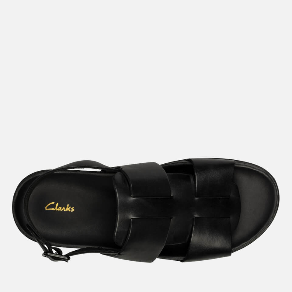 Clarks Men's Sunder Strap Leather Sandals - Black