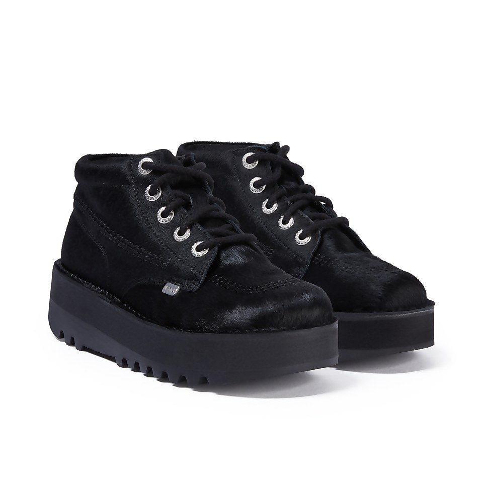 Adult Women's Kick Hi Leather Stack Black