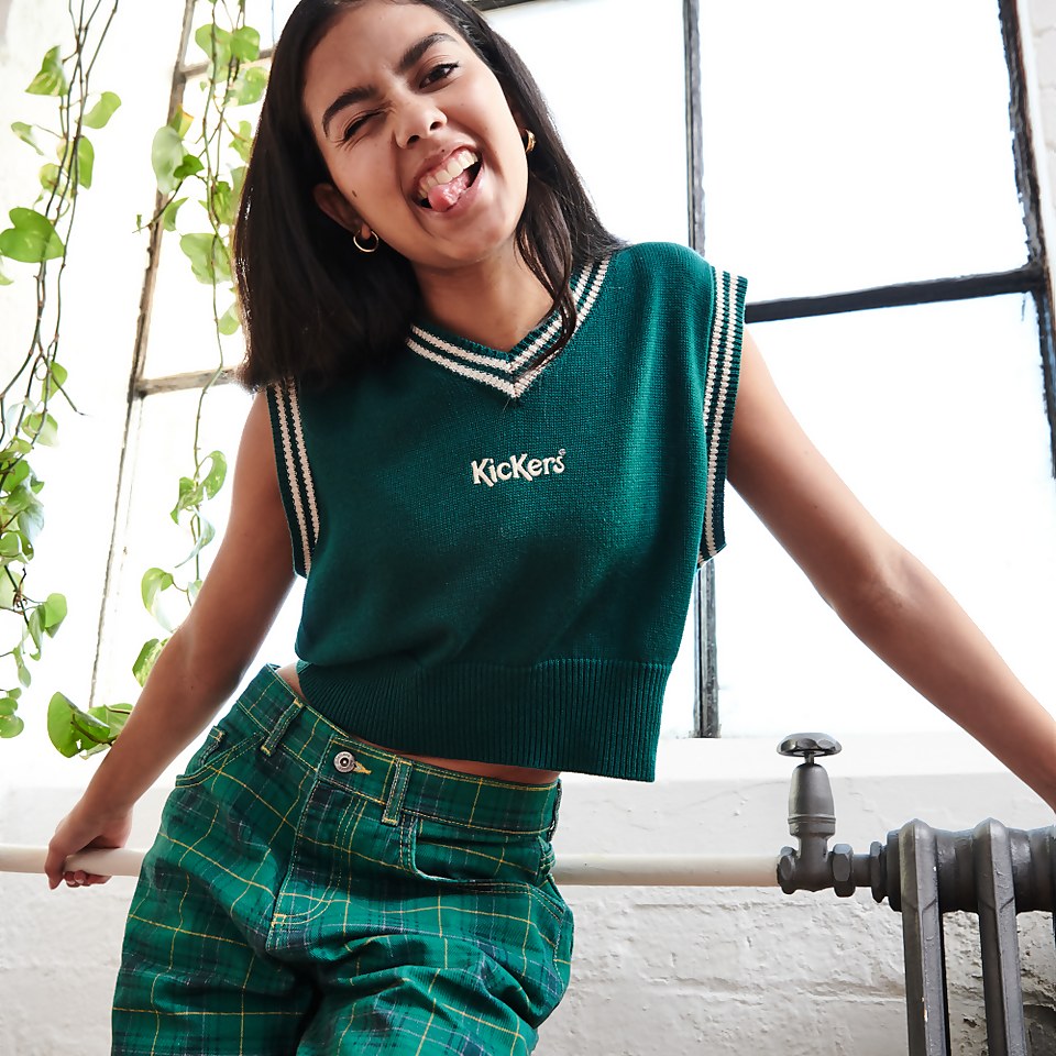 Women's V-neck Cropped Vest Teal