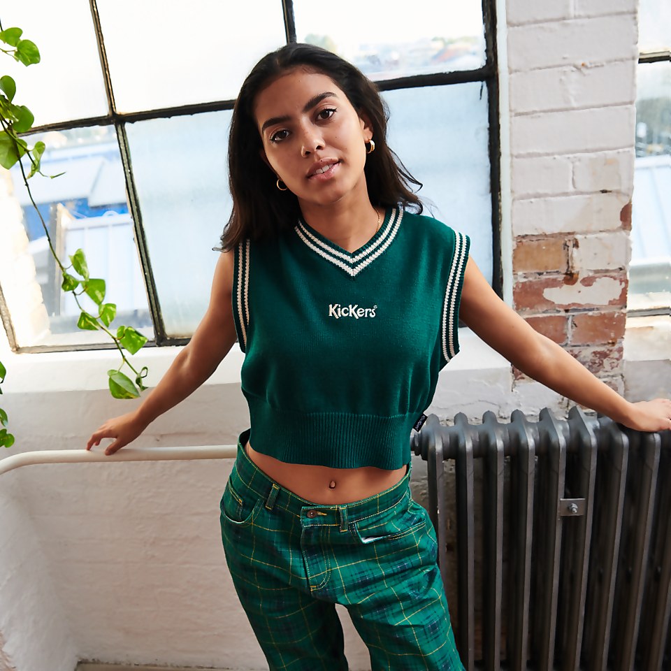Women's V-neck Cropped Vest Teal