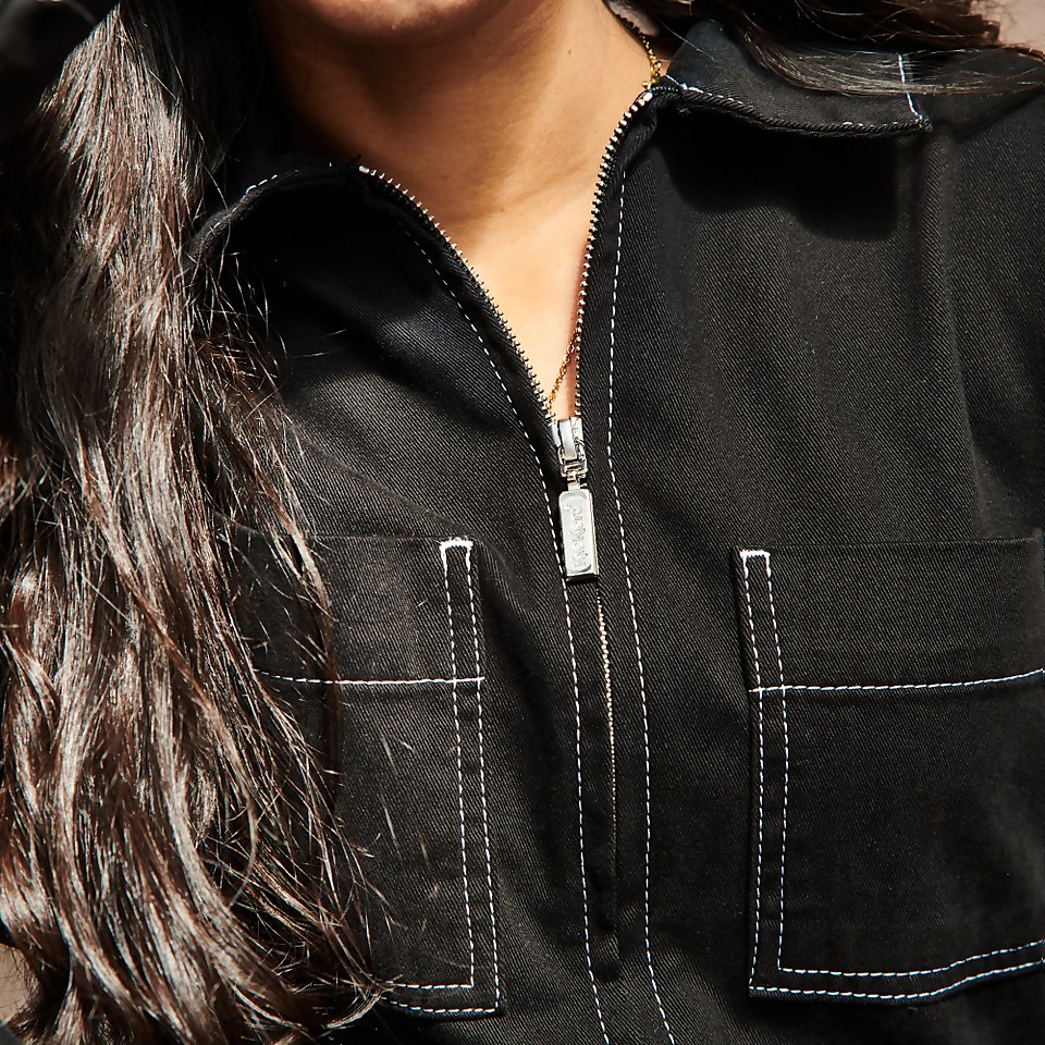 Women Utility Black Boliersuit