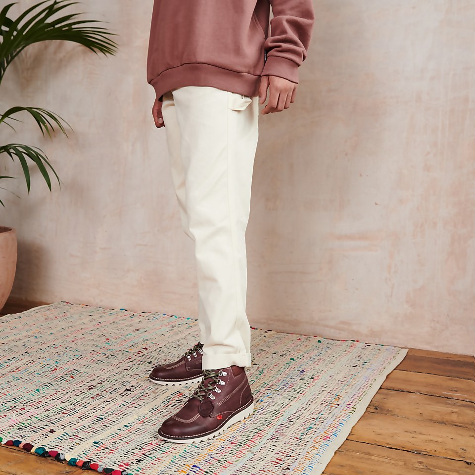 Men's Cream Straight Leg Turn Up Trouser Cream