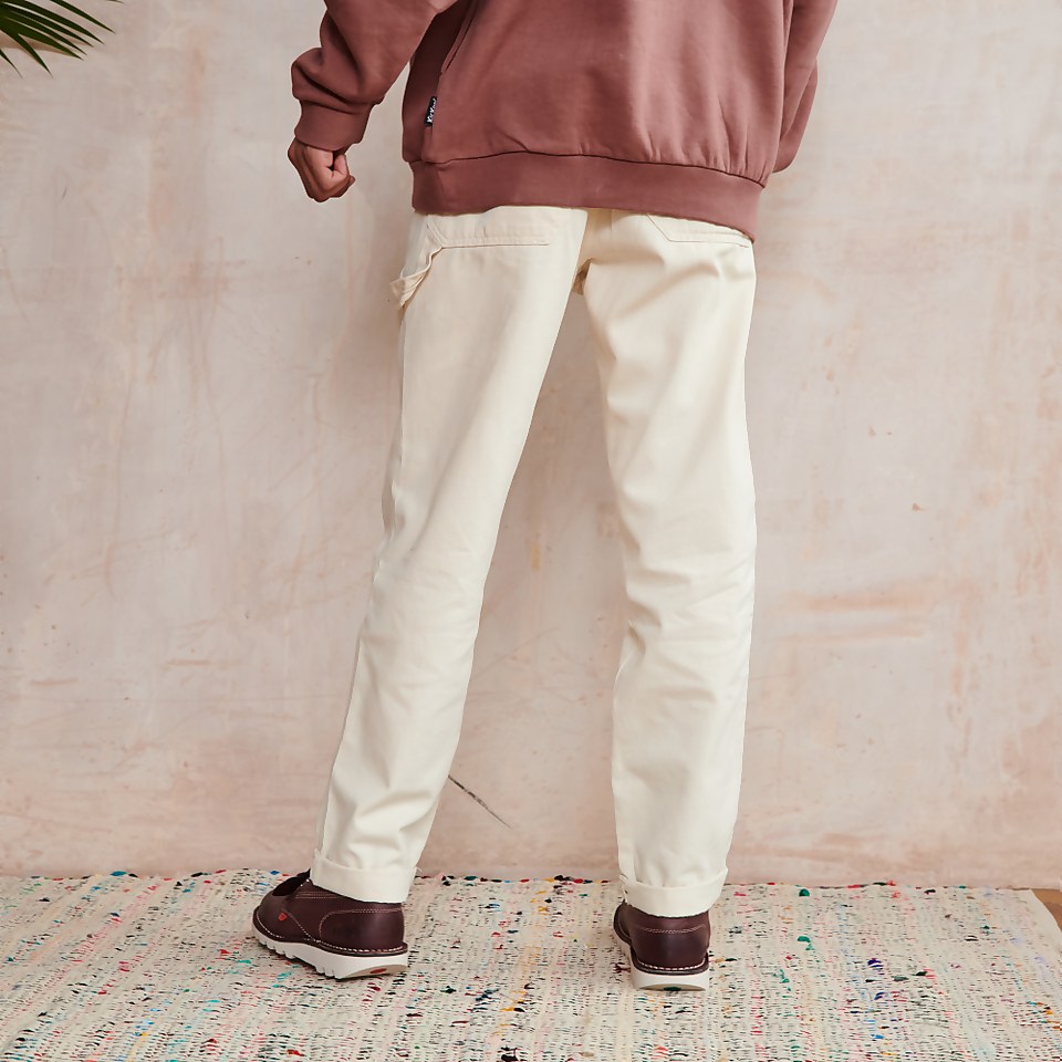 Men's Cream Straight Leg Turn Up Trouser Cream