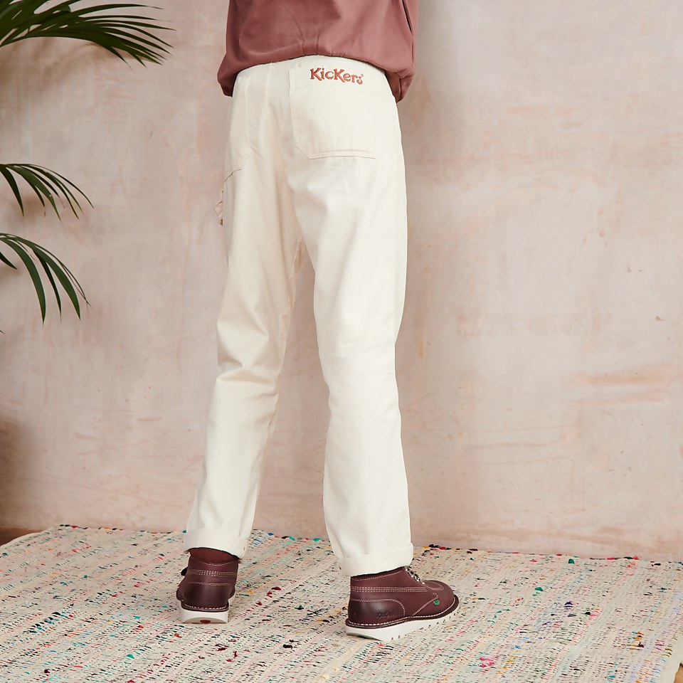 Men's Cream Straight Leg Turn Up Trouser Cream