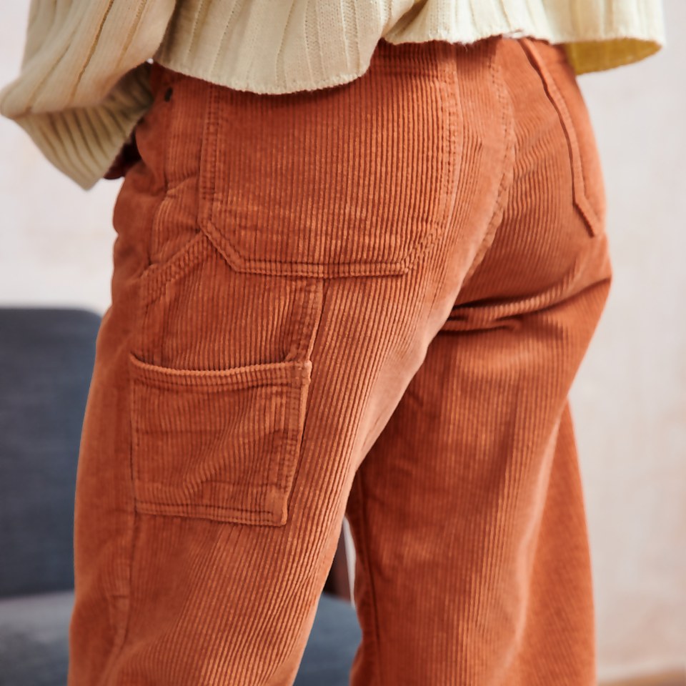 Women's Cord Carpenter Pants Rust