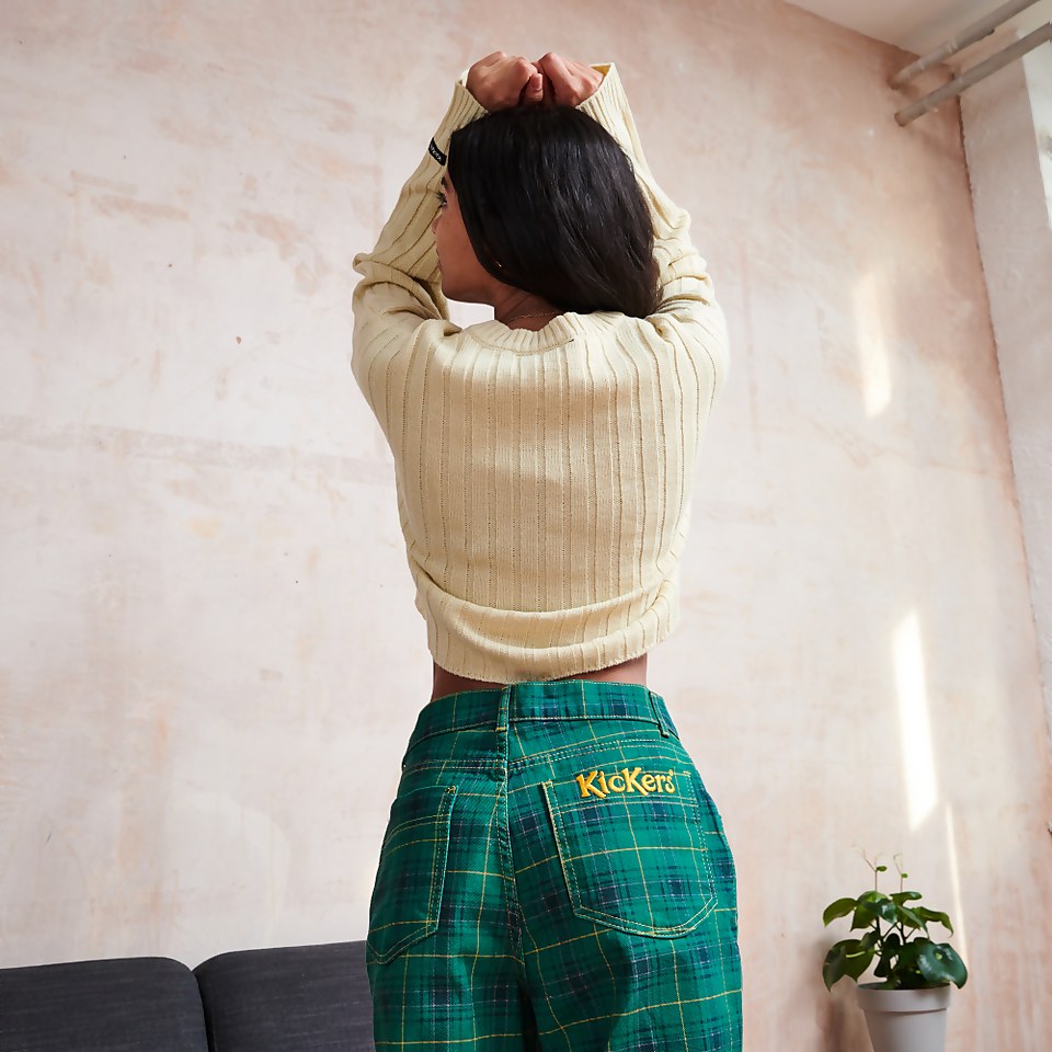 Women's Checked Denim Jeans Teal