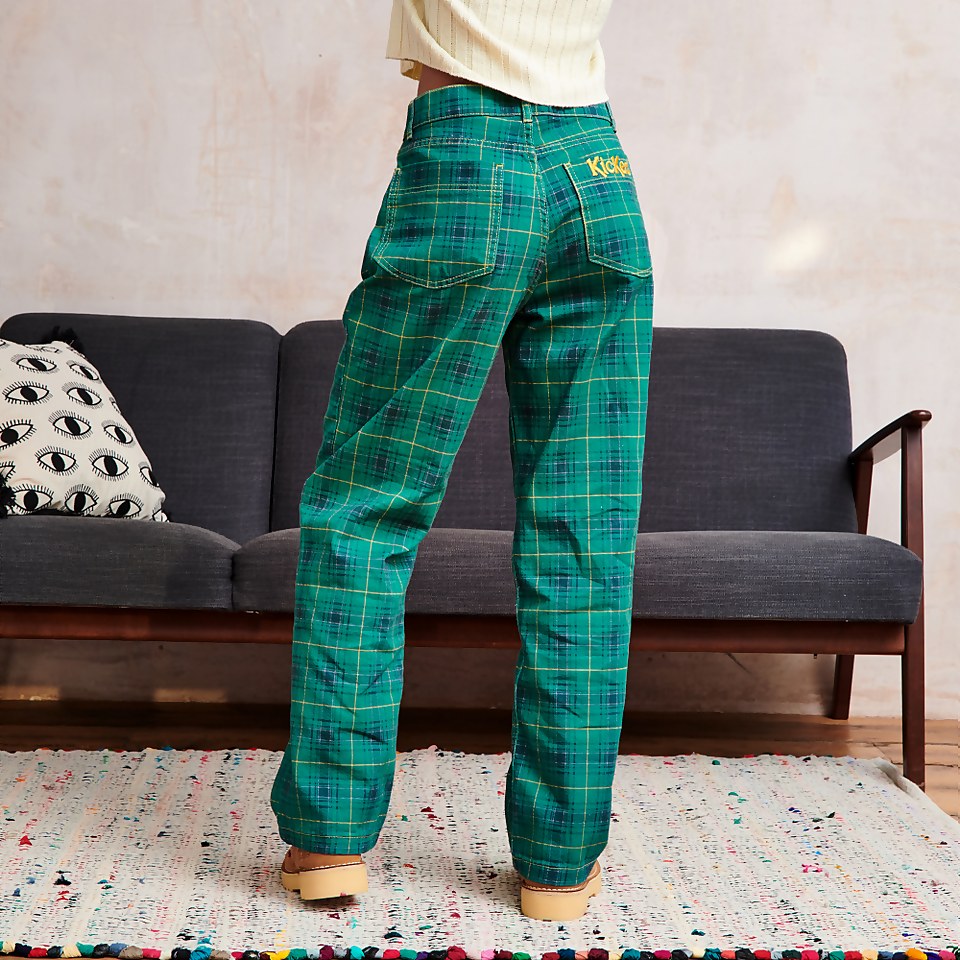 Women's Checked Denim Jeans Teal