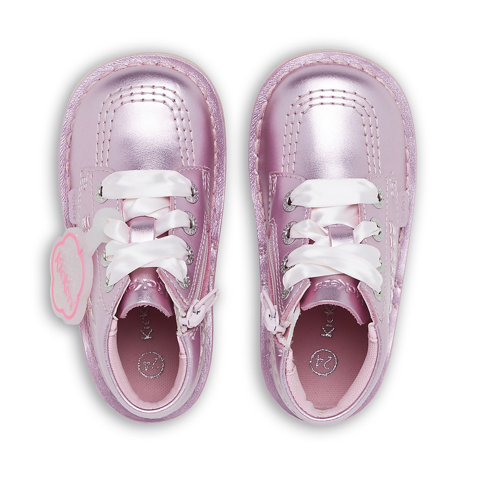 Infant Girls Kick Hi Sparkle Leather Pink