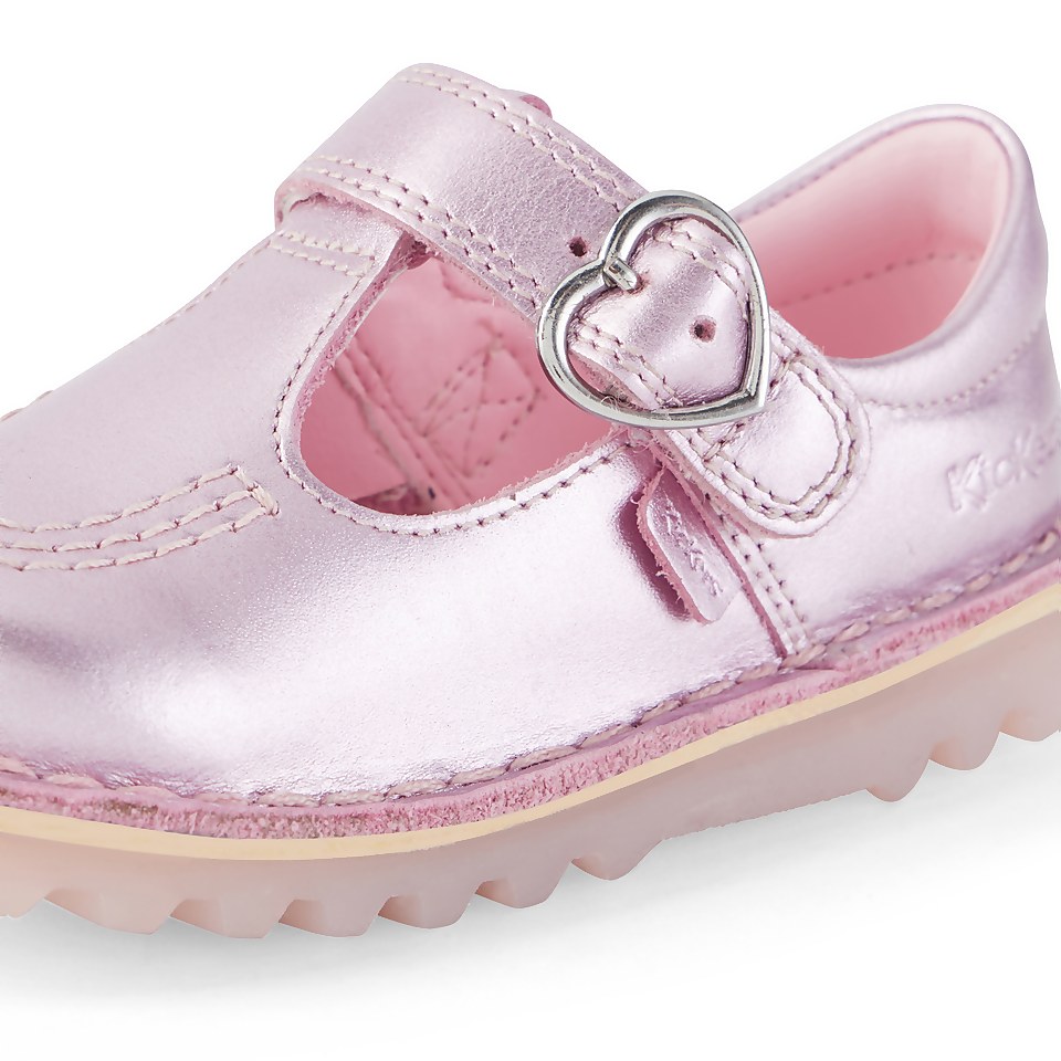 Infant Girls Kick T-bar Sparkle Leather Pink