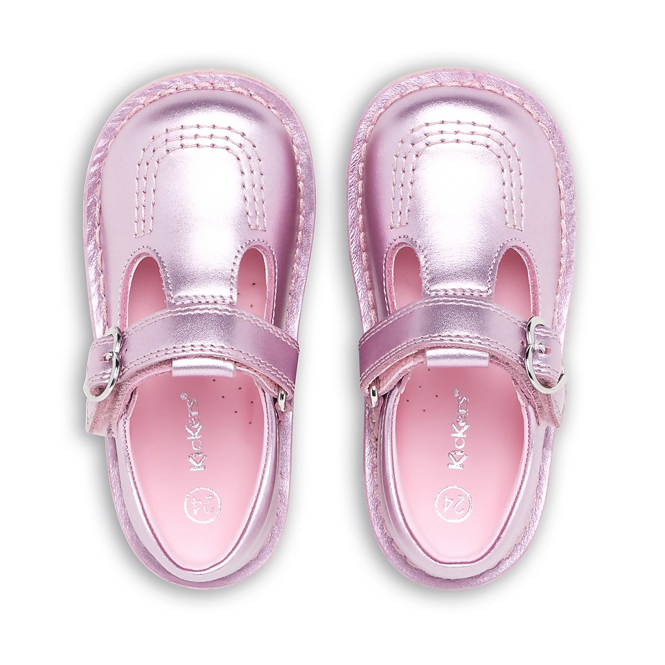 Infant Girls Kick T-bar Sparkle Leather Pink