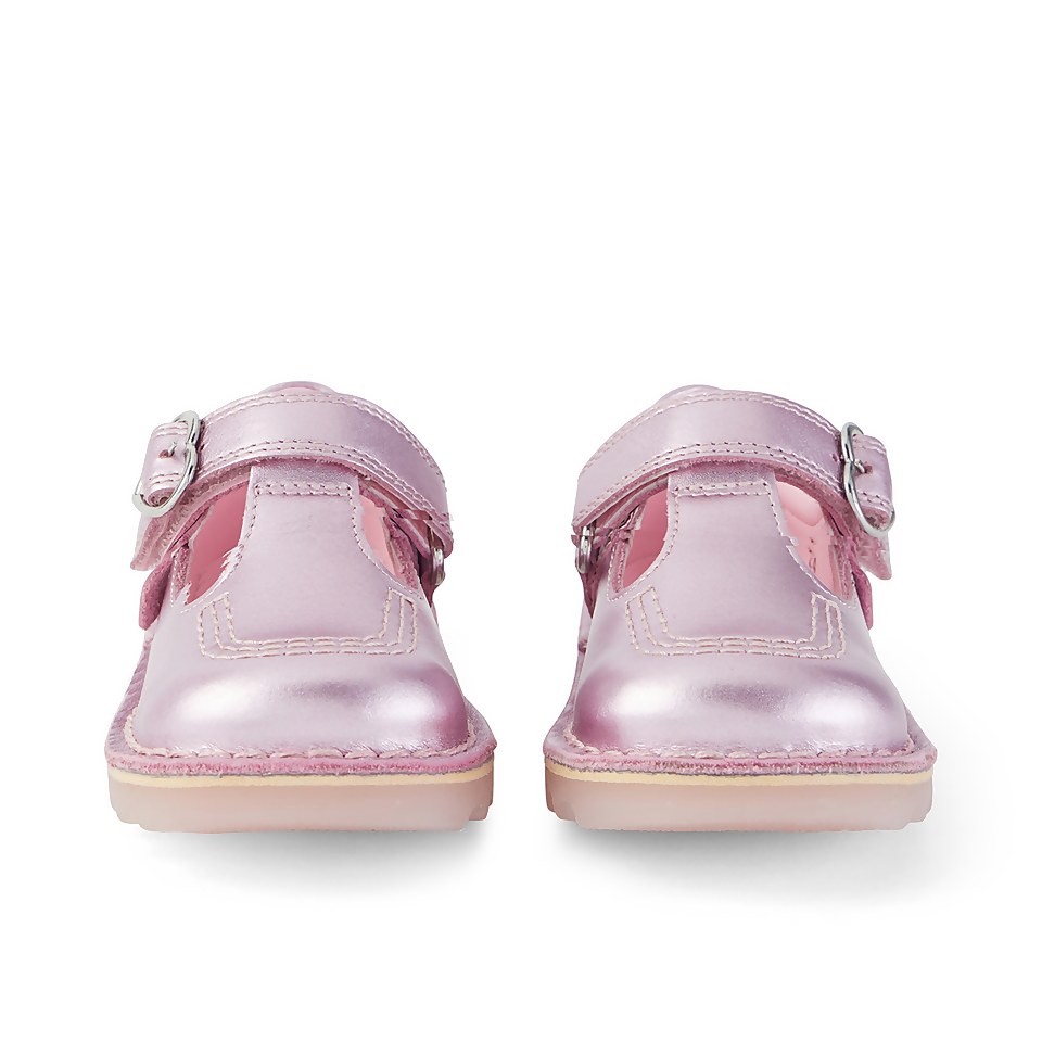 Infant Girls Kick T-bar Sparkle Leather Pink