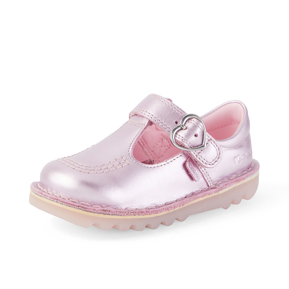 Infant Girls Kick T-bar Sparkle Leather Pink