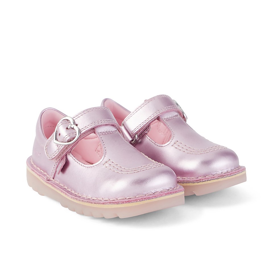 Infant Girls Kick T-bar Sparkle Leather Pink
