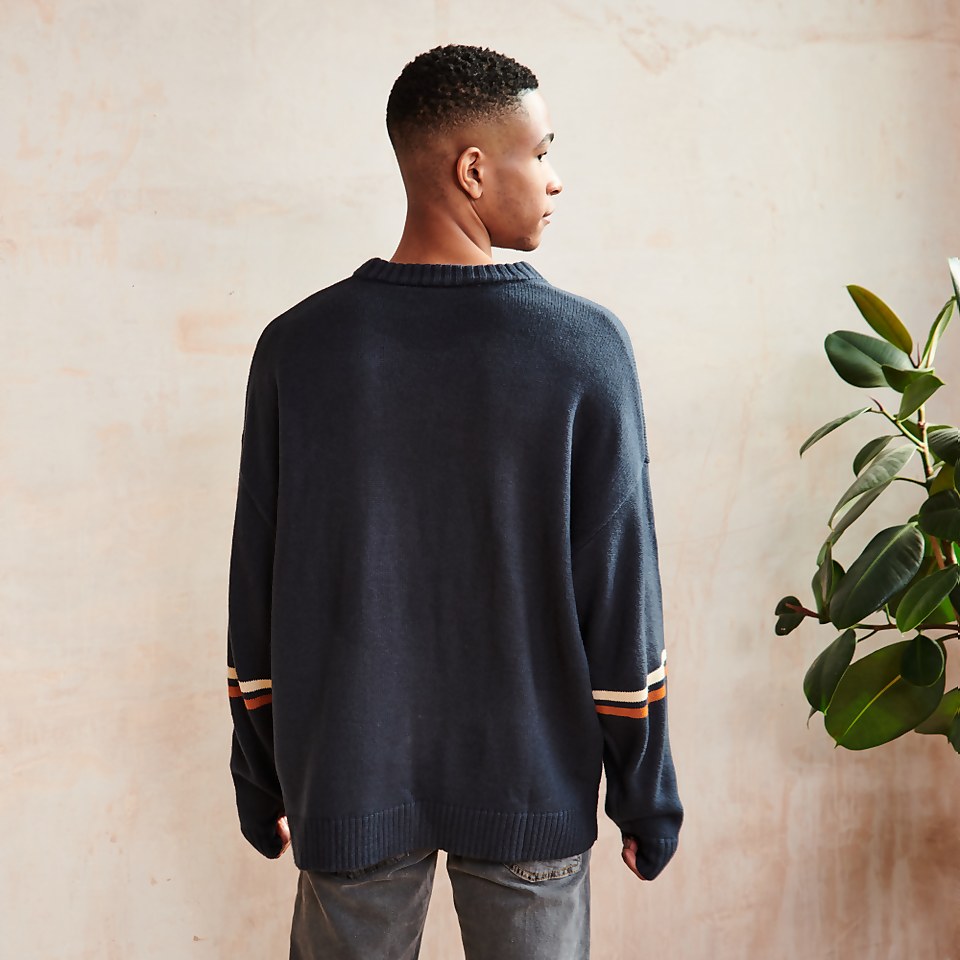 Men's Knit with Rust Logo Navy