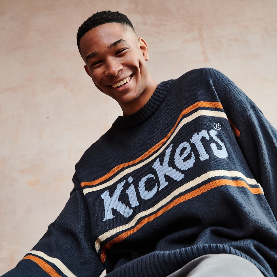 Men's Knit with Rust Logo Navy
