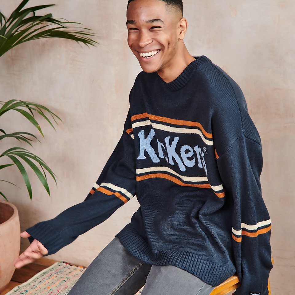 Men's Knit with Rust Logo Navy