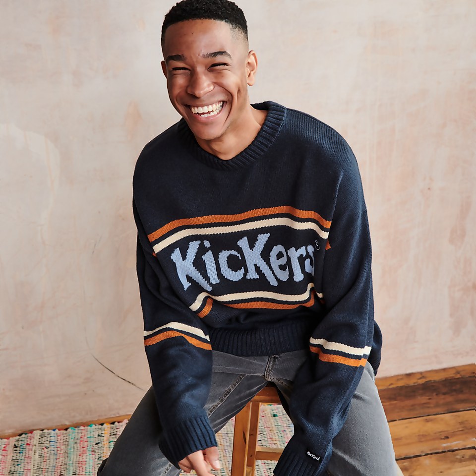 Men's Knit with Rust Logo Navy