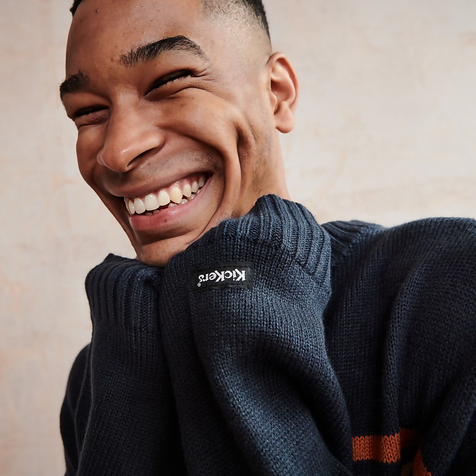 Men's Knit with Rust Logo Navy