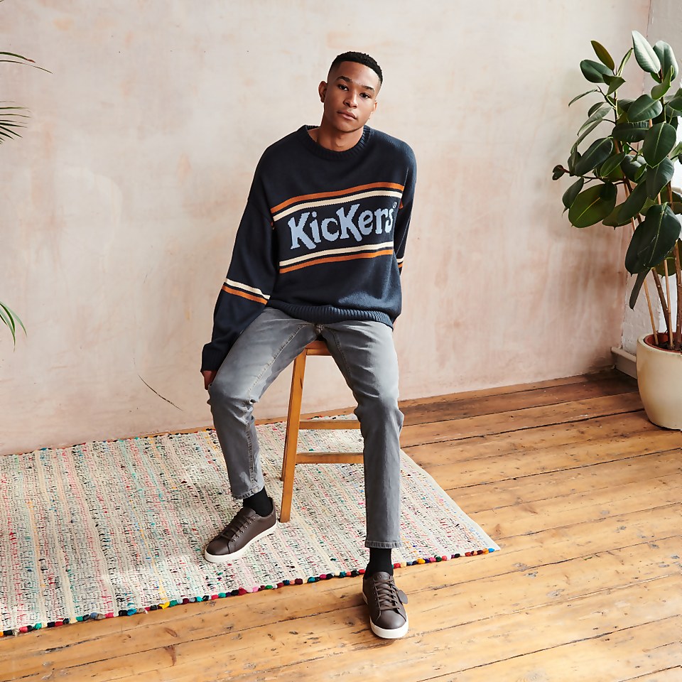 Men's Knit with Rust Logo Navy