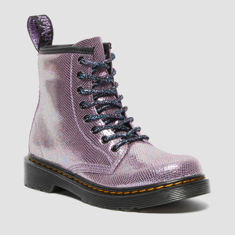 Dr. Martens Kids 1460 J Iridescent Reptile Boots Purple UK 10 Kids Allsole