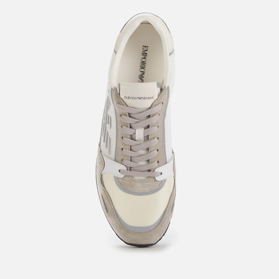 Emporio Armani Men's Fire Suede Running Style Trainers - Grey/Off White