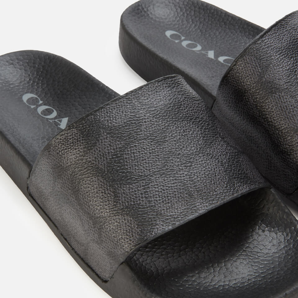 Coach Women's Udele Coated Canvas Slide Sandals - Charcoal/Black