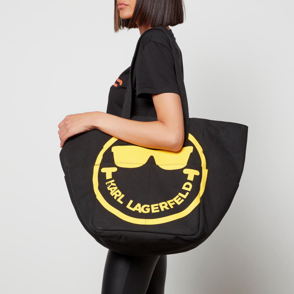 KARL LAGERFELD Women's Karl Smiley Canvas Tote Bag - Black