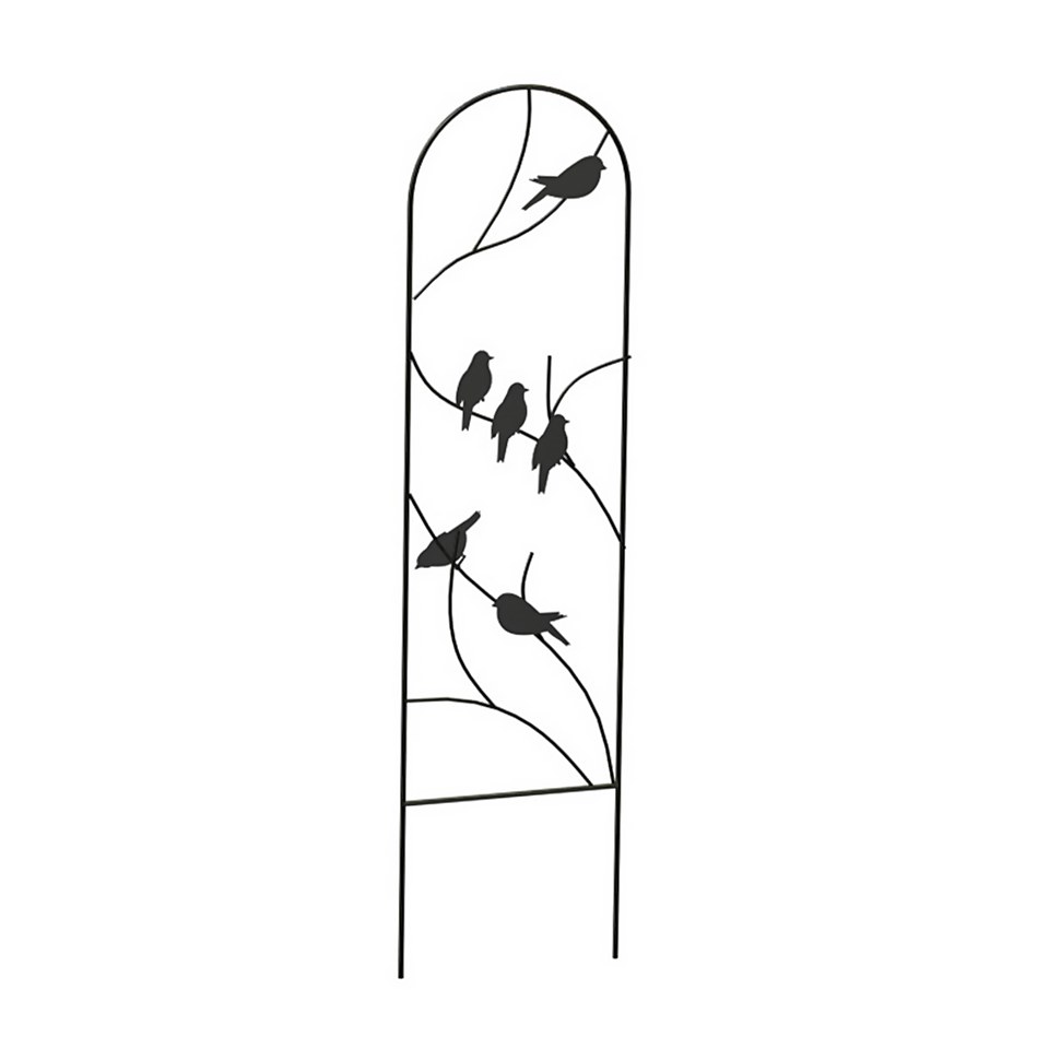 Panacea Perching Birds Pot Garden Trellis - Black - 102 x 25cm
