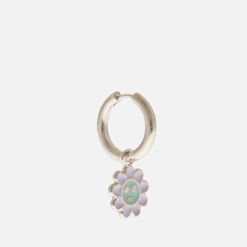 July Child Dazed Flower Silver-Tone and Resin Hoop Earrings