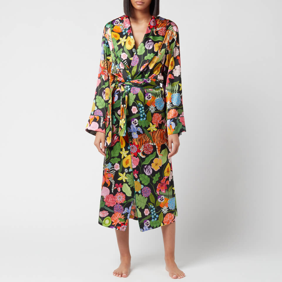 Karen Mabon Women s Tiger Bouquet Silk Long Robe Midnight S M Coggles