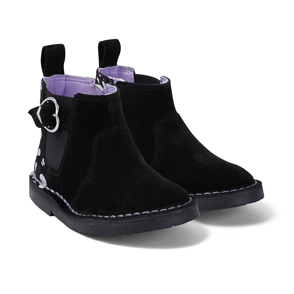 Infant Girls Adlar Chelz Heart Suede Black