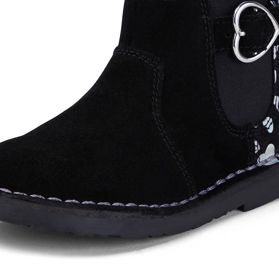 Infant Girls Adlar Chelz Heart Suede Black