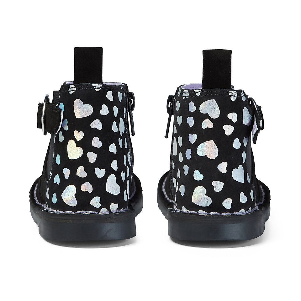 Infant Girls Adlar Chelz Heart Suede Black