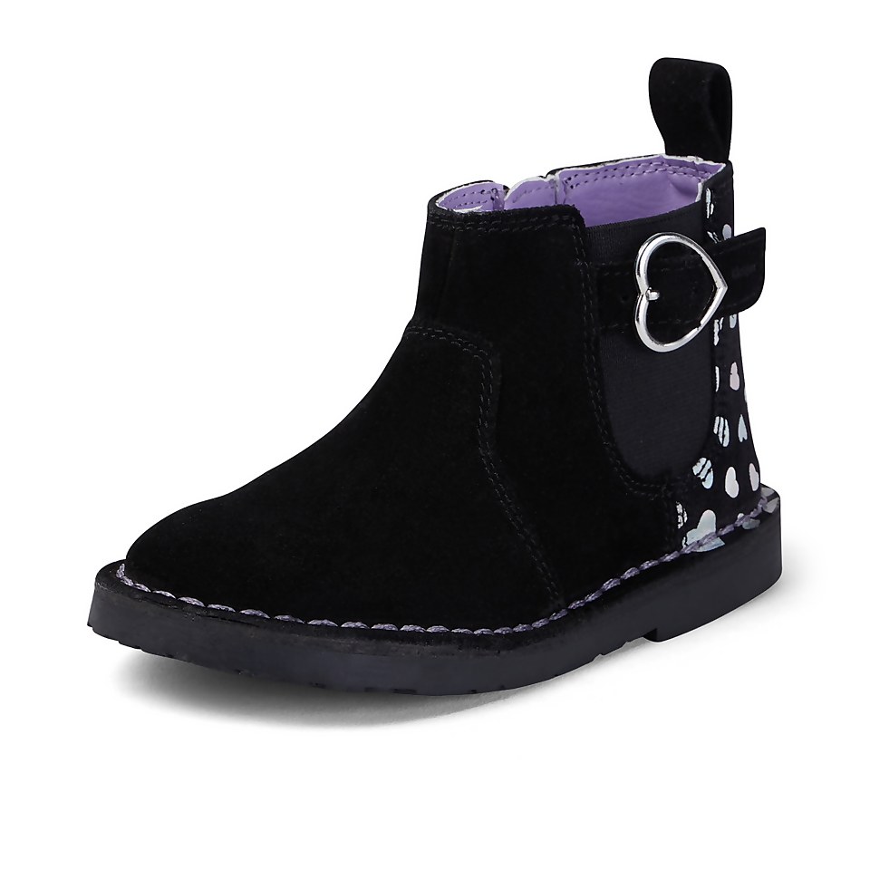 Infant Girls Adlar Chelz Heart Suede Black