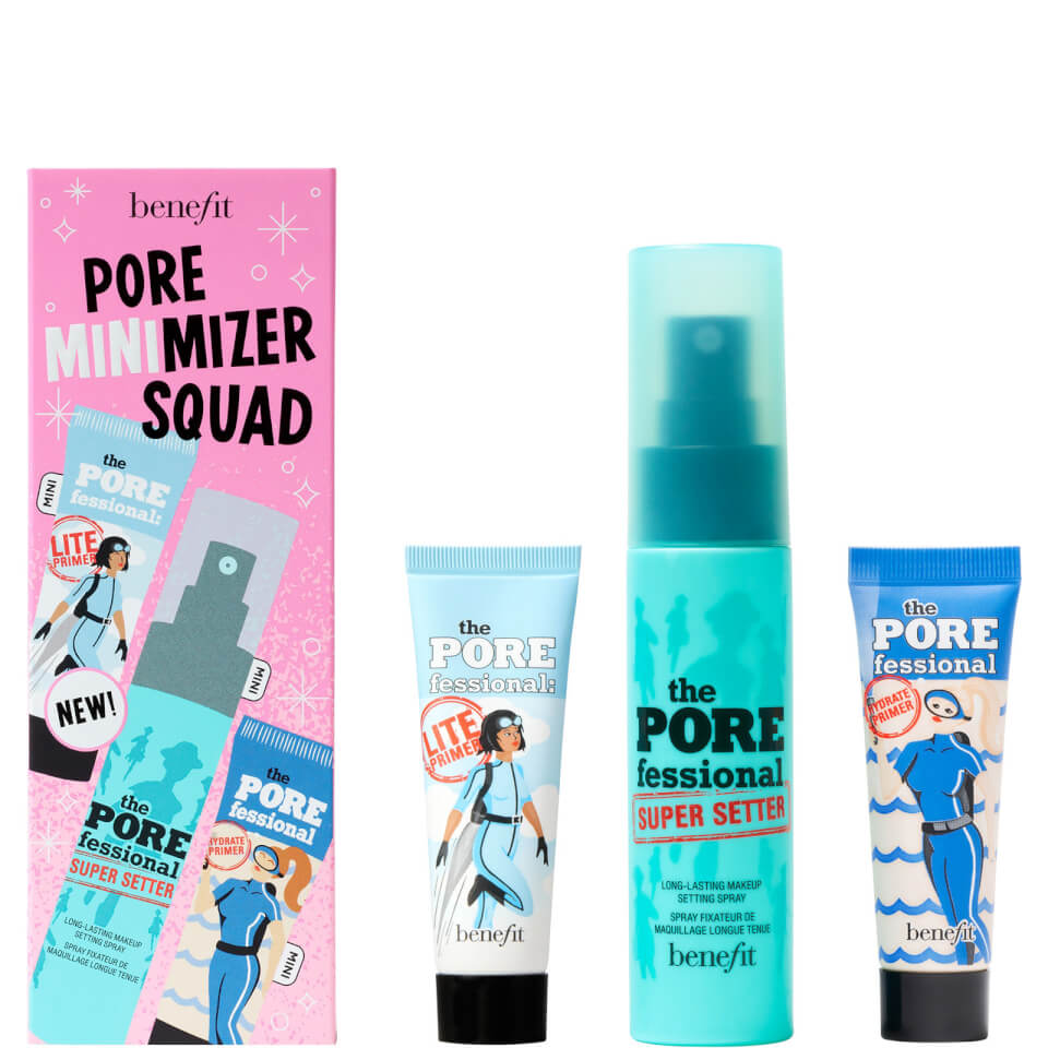 benefit Pore Minimizer Squad Face Primer and Makeup Setting Spray Trio Set