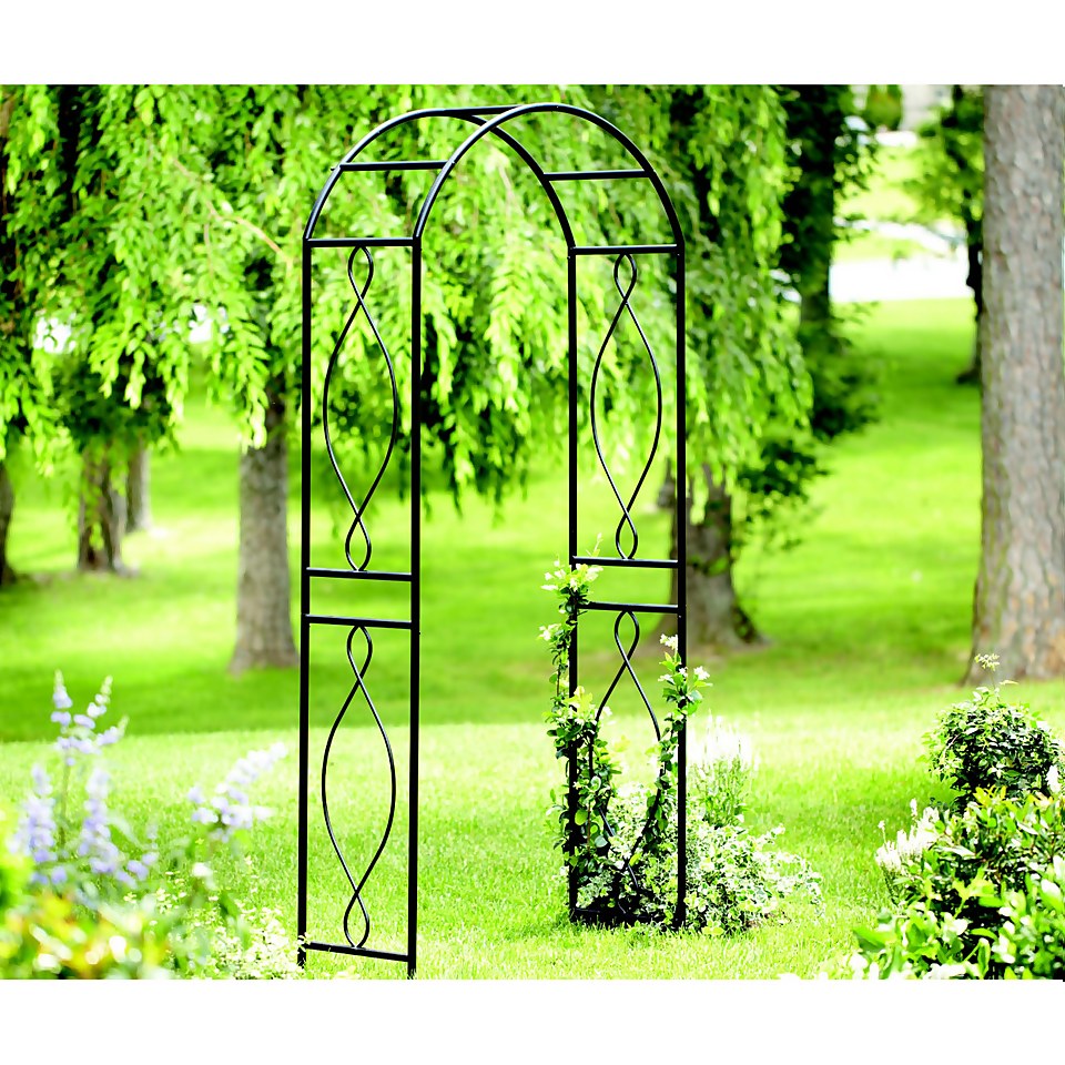 Panacea Arched Top Steel Garden Arch - Black | Homebase