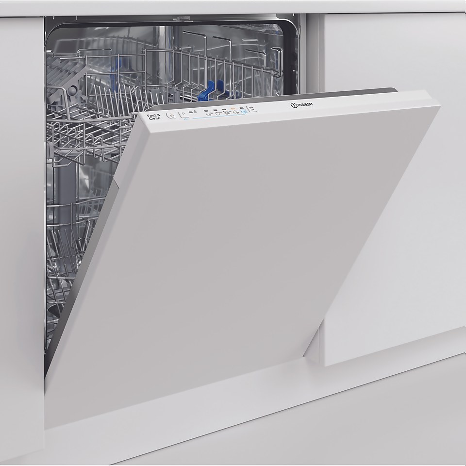 Indesit DIE2B19UK Fully Integrated Standard Dishwasher - White Control Panel with Fixed Door Fixing Kit