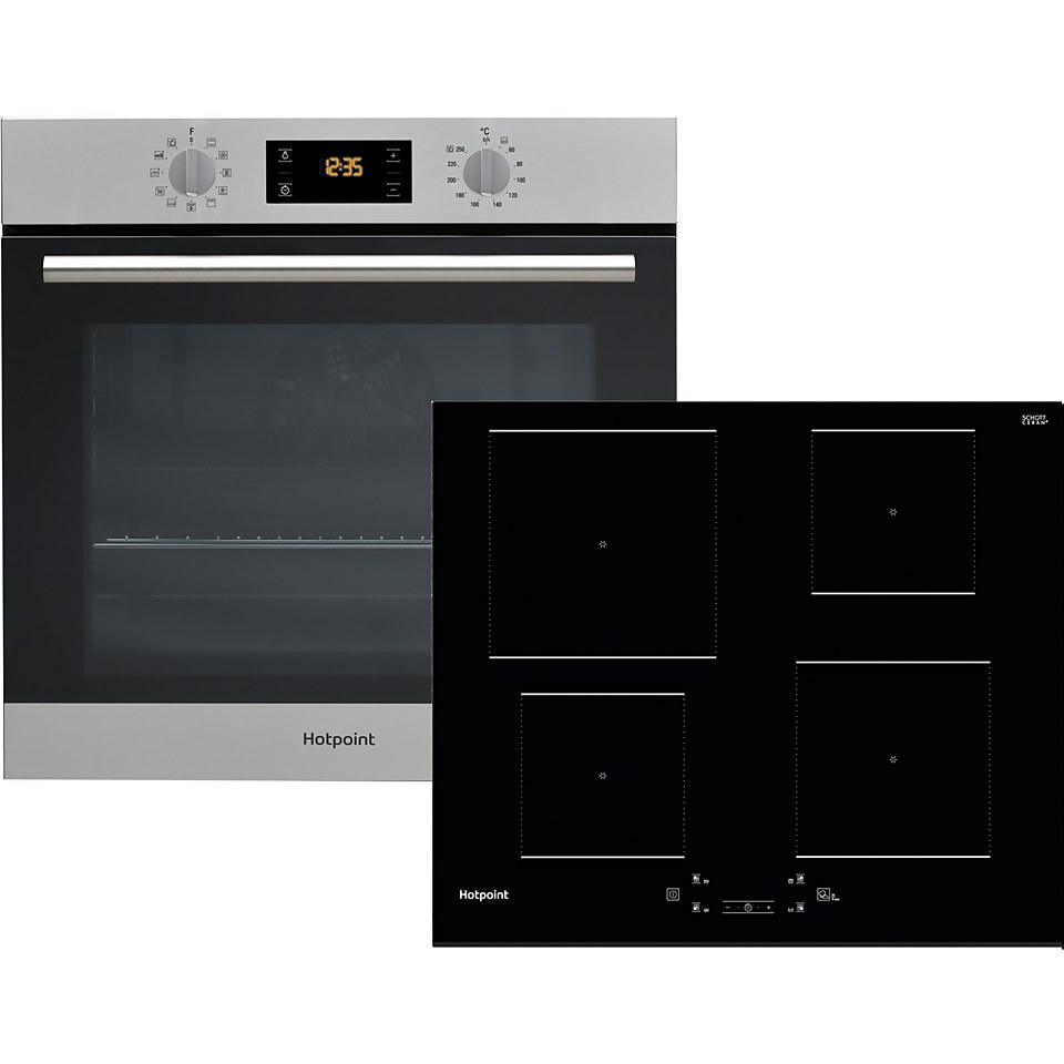 Hotpoint K003019 Built In Electric Single Oven and Induction Hob Pack - Stainless Steel / Black