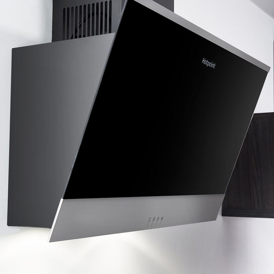 Hotpoint PHVP6.4FALK/1 60 cm Angled Chimney Cooker Hood Black Homebase