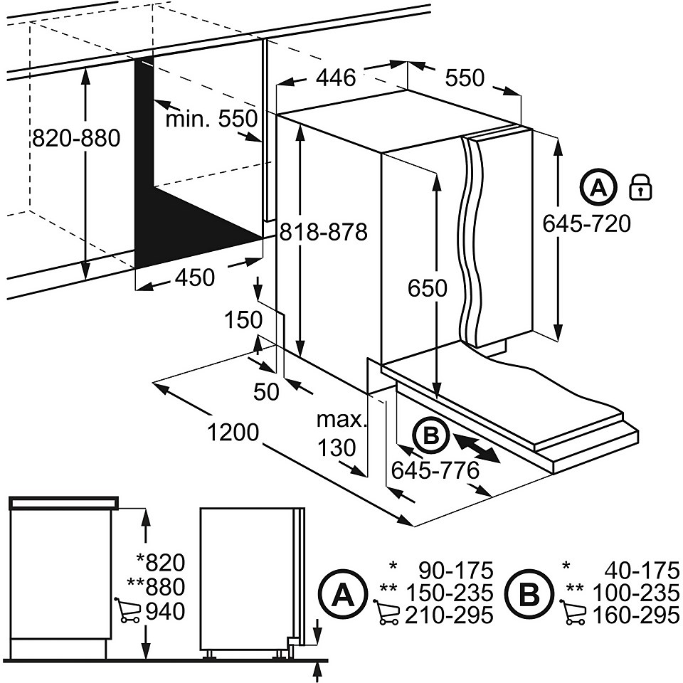 AEG FSE72507P Fully Integrated Slimline Dishwasher Black Control